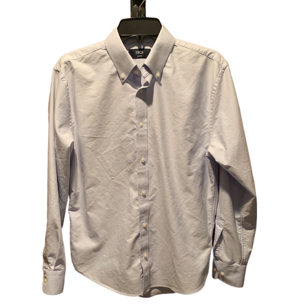 1901 Men's Trim Fit Button Down Oxford Pale Blue neck-15.5 arm-32/33